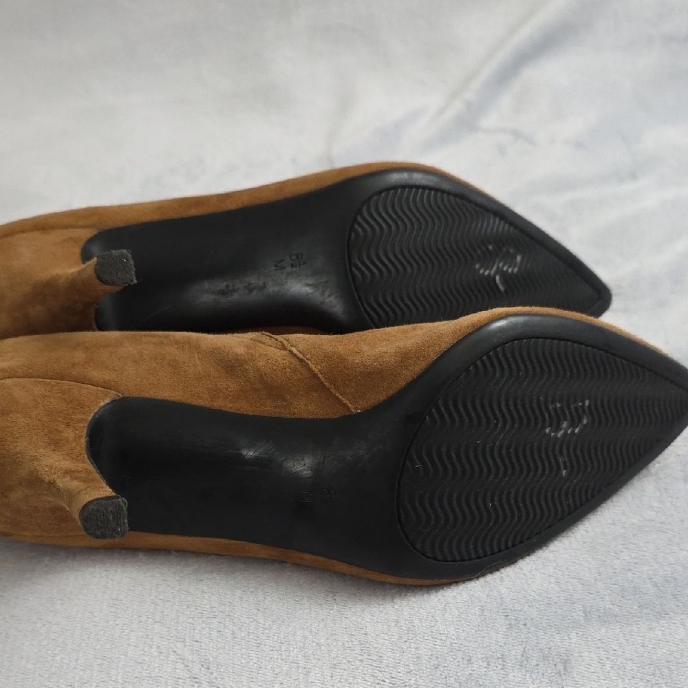 *Van Eli Suede Pointed-Toe Ankle Heels in Cognac Brown - Picture 5 of 6